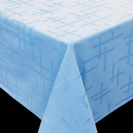 CAIT CHAPMAN HOME COLLECTION Solid Color Geometric Texture Jacquard Woven Tablecloth (60" x 84" Rectangular, Light Blue)
