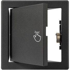 6" x 6" Inch Galvanized Steel Access Panel Door with Click Open/Close Mechanism, for Indoor Use, Opening Flap Cover Plate Latch, Black Inspection Hatch, Anthracite Polymer Coating
