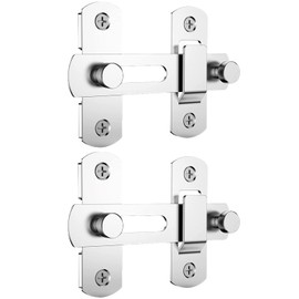 Sliding Barn Door Lock - TRACOMPAN 2pcs Stainless Steel Door Latches Bolts Set, Gate Bolt, Bathroom Door Latch, Garage Security Latch for Indoor/Outdoor Use (Silver, 180° Flip Slide Design, 4 Inch)