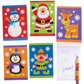 Baker Ross FX404 Christmas Chums Memo Pads - Pack of 10, Xmas Note Book for Kids, Pocket Note Book Party Bag Filler