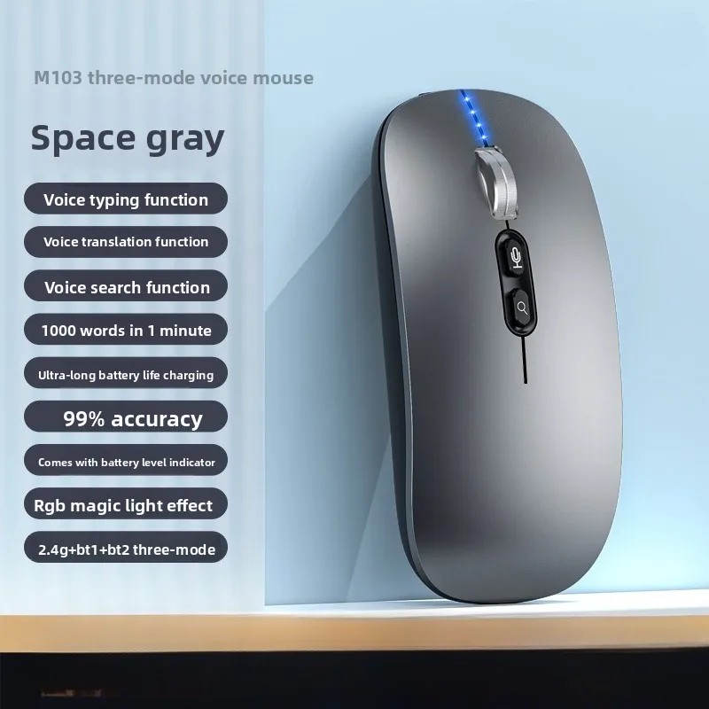 AI Voice Typing Wireless Mouse – Multi-Mode Silent Mouse with