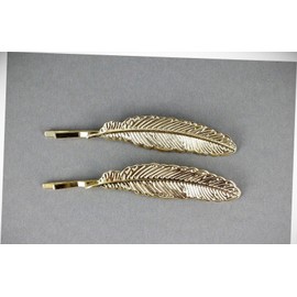 Perfect Hairstyle with Our Hair Accessories - Gold Feather Bobby Leaf Bobbi Pins Clip Barrette Hairpin Accessory Set Of 2 Fashionable Hair Accessory Hair Jewelry Accessories for Lady Women