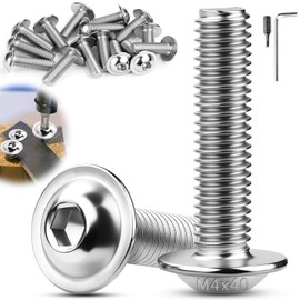 TXXATX M4 x 40 mm Rounded Head Screws Stainless Steel Pack of 50 Flat Head Screws M4 Hexagon Socket ISO 7380-2 Screws with Flange A2 V2A Metric Full Thread for Furniture Making Vehicle Structures