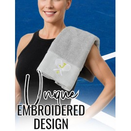 CybGene Embroidered Tennis Towel, Funny Tennis Gift for Men, Women & Lovers, Soft & Absorbent, Gray, Initial D
