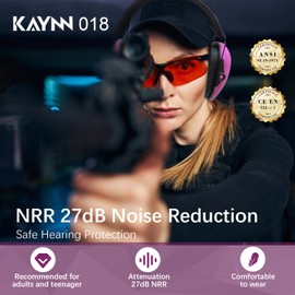 KAYNN 018 Ear Protection 2 Pack Hearing Protection for Shooting Gun Range,27dB NRR Noise Cancelling Safety Ear Muffs for Shooting Mowing(Black&Purple)