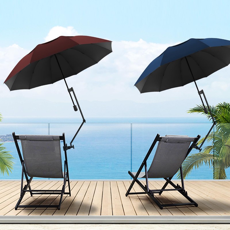 UPF 50+ Beach Umbrella with Adjustable Universal Clamp
