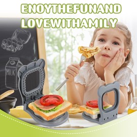 Sandwich Cutter and Sealer, Decruster Sandwich Maker for kids lunch Uncrustable Sandwich Maker，Easy for School Lunchbox and Bento Box Square - Grey