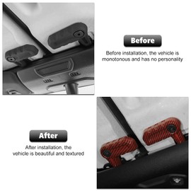 RT-TCZ Hardtop Release Swtich Knob Cover Roof Remove Handle Decoration Trim Interior Accessories for Jeep Wrangler JL JLU and Gladiator JT 2018-2022,6PCS,Red Carbon Fiber Grain