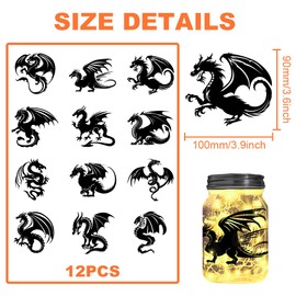 BEUNITONE 12 pcs Dragons Cut Silhouettes Dragons Silhouette Die Cuts Scrapbook Embellishment Vivid Dragons Cutouts Decals Dinosaur for Paper Cuts Glass Wall Not Sticker(Dragon)