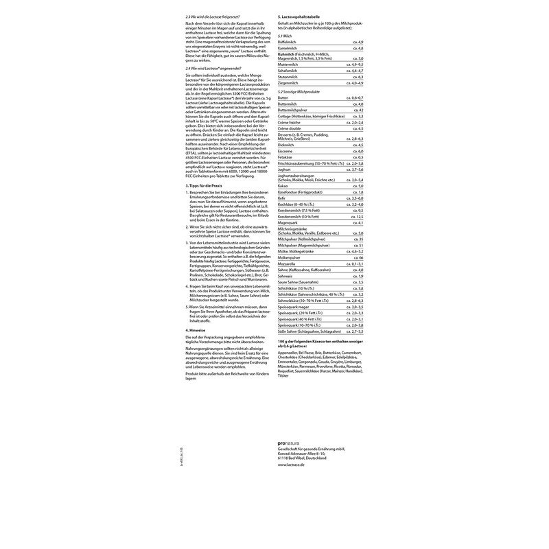 pro natura Lactrase 3300 – 100 Lactase Kapseln bei Lactose-Intoleranz,