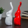 AEVVV Red White Elephant Figurines with Trunk Up 10 in