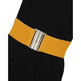 Ro Rox Florence Vintage Elasticated Belt for Women | Retro Wide Nurse 50's Style With Stretch | Ladies Belts for Dresses With Silver Buckle, Mustard Yellow, S