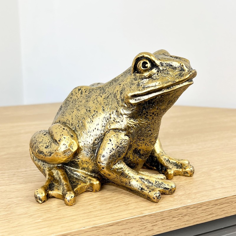 Alfie Francis Gold Frog Ornament Statue Home Shelf Decor Sculpture