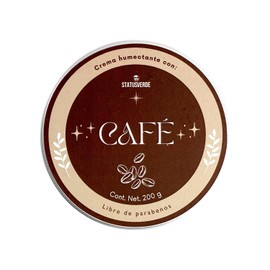 Crema corporal hidratante ANTIOXIDANTE de Café, blanquea, hidratación profunda, textura nacarada, en lata de 200g