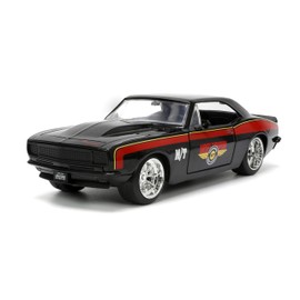 Jada Toys Bigtime Muscle 1:24 1967 Chevy Camaro Die Cast Car - Opening Doors, Bonnet, Trunk, Rubber Tyres (Black/Red)