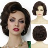 Brown Short Curly Wig Womens 1950s Retro Hair Wigs Heat