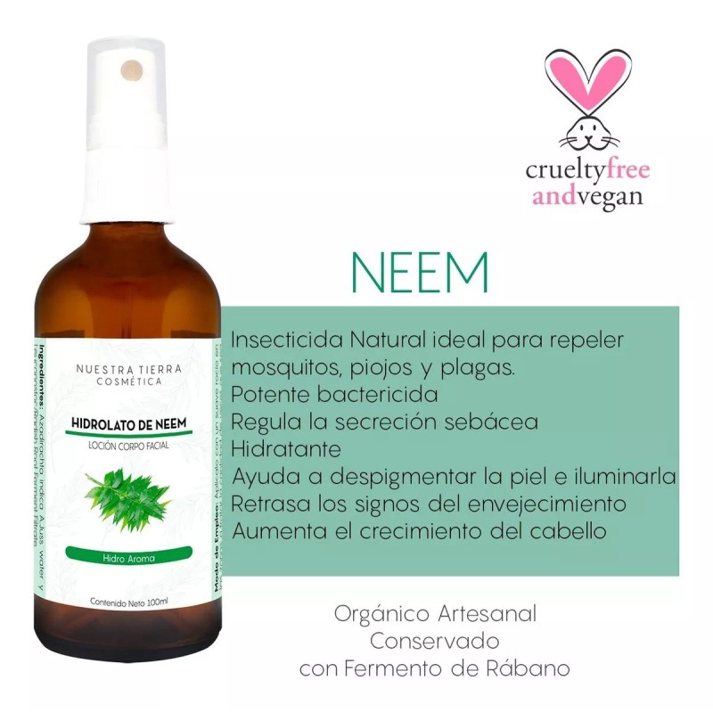 Nuestra Tierra Cosmética Ancestral Hidrolato Orgánico De Neem. Acné-repelente-bactericida