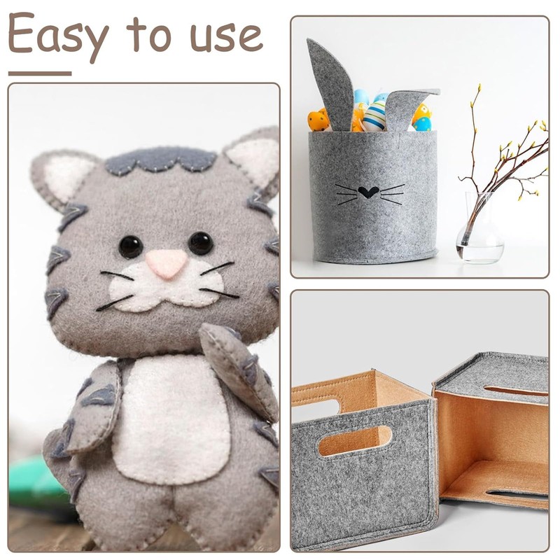 CALLYSONIC Grau Filz Blätter, Filz Zum Basteln, 20 Stück 15