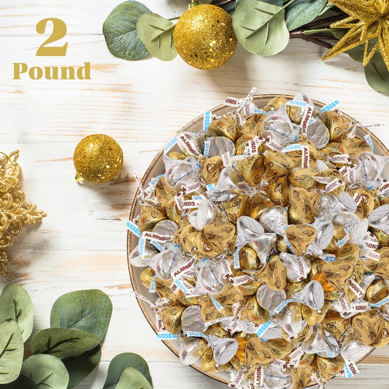 Bulk Chocolate 2 Pound Gold & Silver Foil Assorted Almond