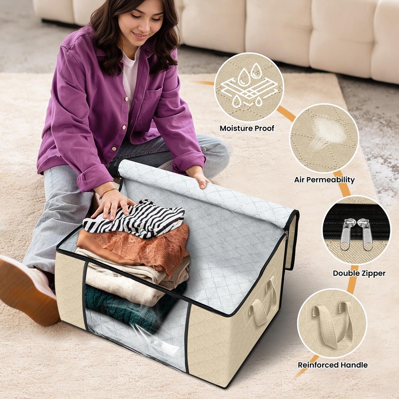 Fab totes 6 Pack Clothes Storage, Foldable Thick Fabric Blanket