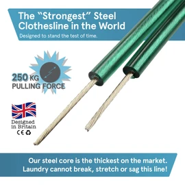 “The Strongest” Steel Washing Line by Smith‘s® (Green, Size 30m/100ft) | Super Strong, Lifelong, Heavy-Duty Outdoor & Indoor Clothesline | Rot, Mould & Weather Resistant | Lifelong Guarantee!