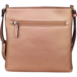 B BRENTANO Vegan Medium Crossbody Handbag Purse (Rose Gold - S)