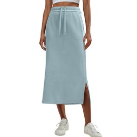 Qixing Casual Long Skirts Womens High Waist Trendy Summer Drawstring Skirts with Pockets