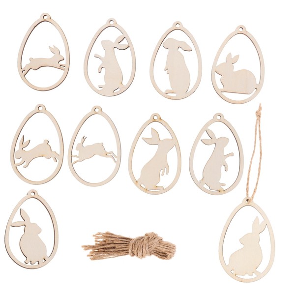 Gadpiparty 20Pcs Easter Wooden Bunny Cutouts DIY Craft Slices for