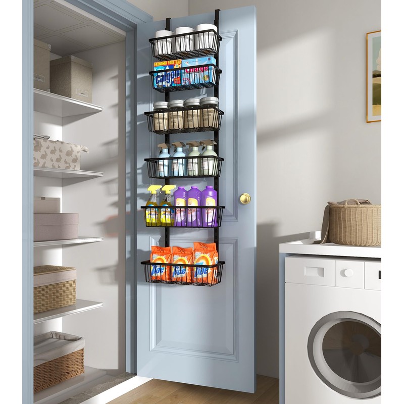 Mefirt 12 Inch Wide Narrow Over The Door Pantry Organizer,