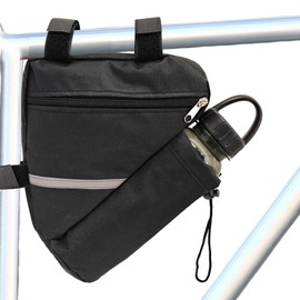 LIANCHEN Bicycle Bag Frame 600D Oxford Fabric 20 x 20 x 5 cm Frame Bag Triangle Bag and Water Bottle Holder Waterproof Bicycle Frame Bag for Gravel Bike Road Bike MTB (Black)