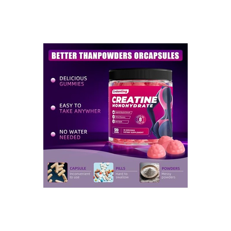 Creatine Gummies, 5000mg Creatine Monohydrate Gummies for Women, 120 Count