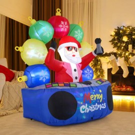 6 Feet Inflatable Outdoor Holiday Yard DJ Santa with Rotating Music Light and Flashing LEDs for Christmas DecorationsSelect: 6 Feet