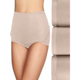Vanity Fair Women's Perfectly Yours High Waisted Brief Panties, Lace Nouveau-3 Pack-Fawn, 6