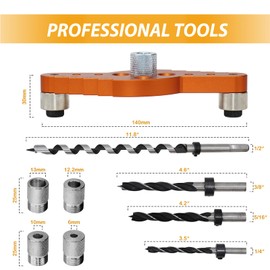 Dowel Jig Kit for Floating Shelf Bracket(1.3 x 30 cm Drill Bit),Self-centering Scriber(& 0.6, 0.8, 1, 1.2 cm Drill Bits),Drill Guide for Hidden Shelf Brackets & Mantels,Centering Hole Drill