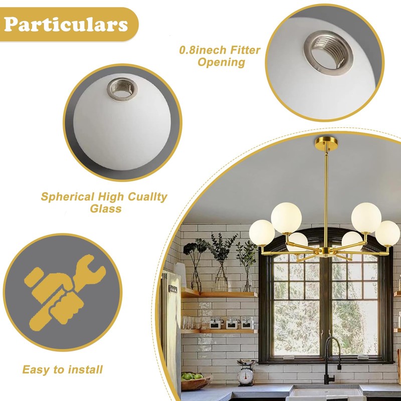 Lighting Replacement Glass Lampshade 4 Inch Milky White Glass Dome