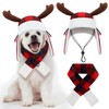 Coume Christmas Antler Check Dog Hat and Scarf Set Winter