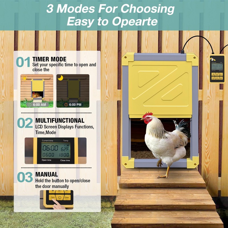 Automatic Chicken Coop Door, Solar Powered Automatic Chicken Door with