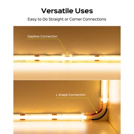 JACKYLED JACKYLED 2-Pin 8mm FCOB Connector Kit, 16 Transparent Connectors & 5 Extension Jumper Wires for Solderless Two-Pin Single Color COB LED Strip Straight Connection or Around Corners