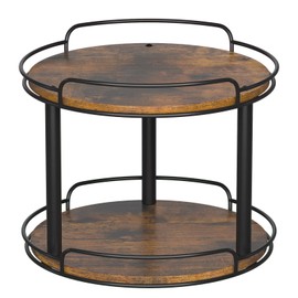 LAMU 12.2'' Wood Lazy Susan Turntable Organizer for Cabinet, 2 Tier Lazy Susan Spice Rack Organizer for Kitchen, Table Top, Countertop, Pantry, Bathroom