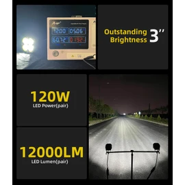 EXZEIT 120W 3Inch Lights Pods with DRL, 12000LM Auxiliary Driving LED Pods Ditch Light, Bright Fog lights for 4Runners Truck Cars,12V/24V