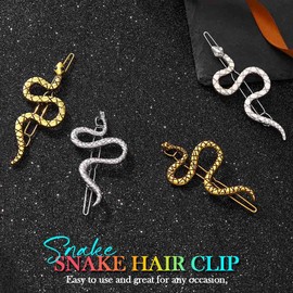 CAKURE Snake Hair Pins Gold Alloy Snakes Hair Clip Set 4PCS Decorative Hair Accessories for Women and Girls