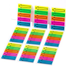 Golcellia Arrow Sticky Tabs & Flags - 900 Page Markers for Books, 5 Color Waterproof Tabs with Black Arrow Stickers - Ideal Page Markers Sticky Tabs for Books (9-Pack, 1.75"×0.53" mm)