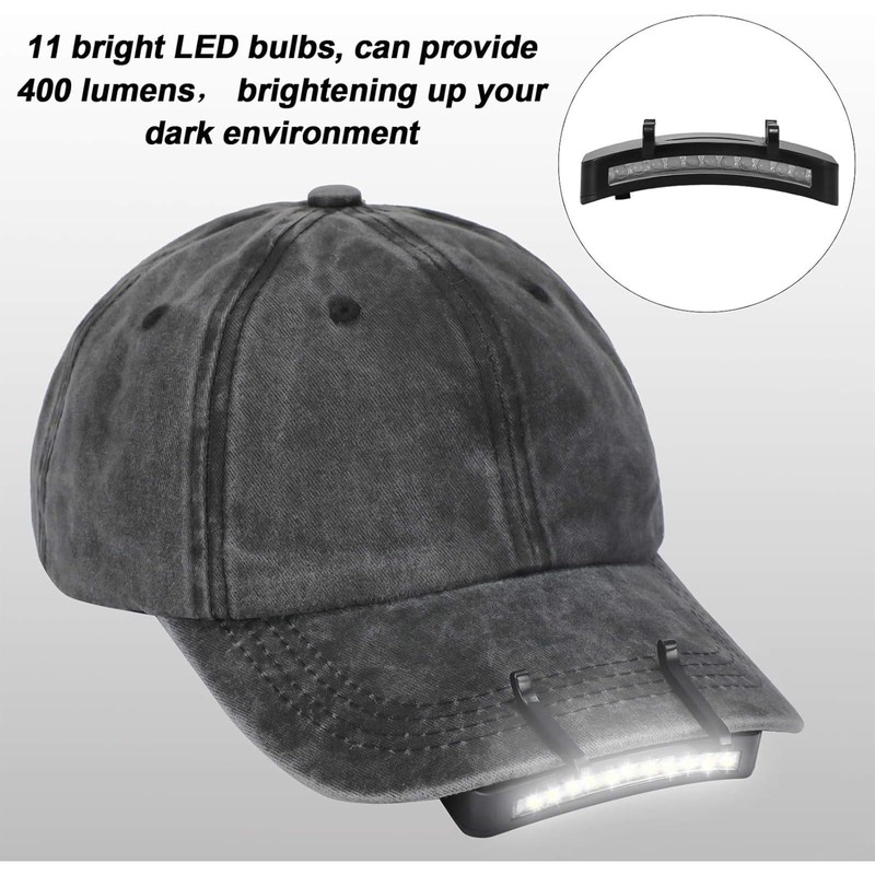Mudder 2 Pieces Hat Clip Light 11 LED Rotatable Clip