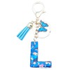 Xsclpomddy A-Z Initials Letter Keychain Blue with Tassel Butterfly Pendant