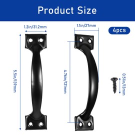 QfwdfcTrenz 4 Pieces Barn Door Handle Cabinet Door Handle Sliding Door Handle with Screws Door Handle Furniture Handle Black Barn Door Handles for Garage, Shed, Door, Cupboard, Garden Door, One Wooden