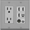 RiteAV Power Outlet 3 HDMI Coax Cat5e Toslink Wall Plate