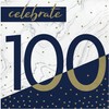 Navy and Gold 100th Birthday Napkins, 16 ct