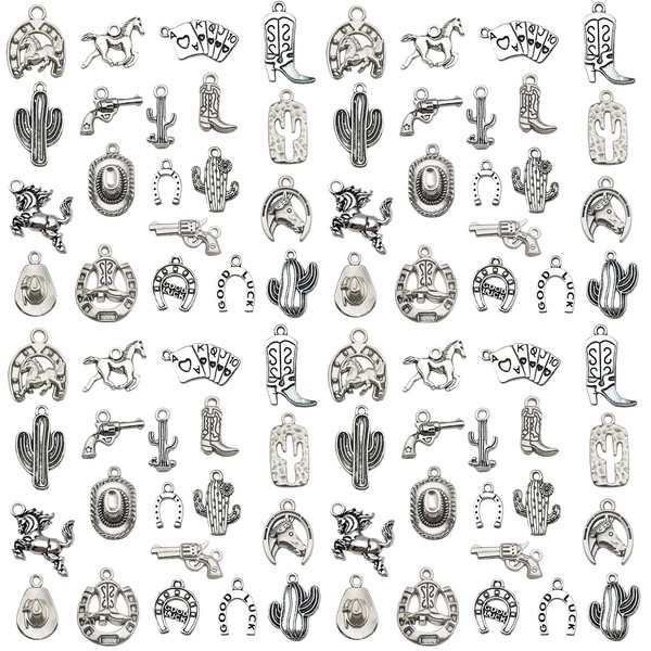 80pcs Western Cowboy Themed Charms Set - Zinc Alloy 3D