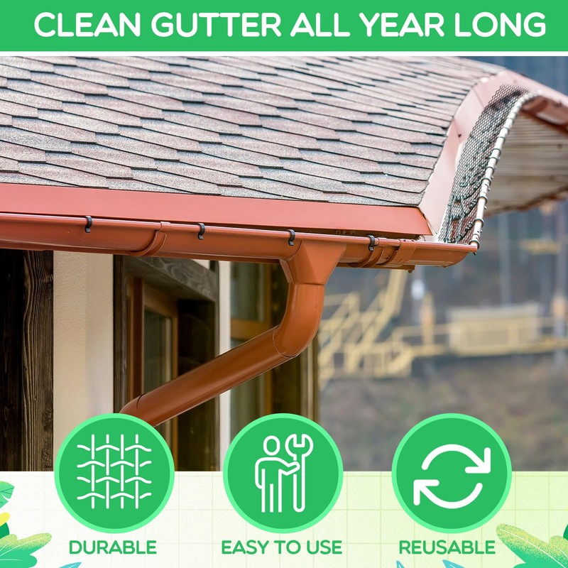 Windyun Gutter Guards Roll Black Plastic Guards Mesh Downspout Pipe