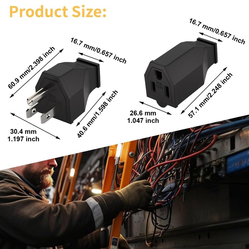 WADY Extension Cord Ends 125V 15A 2 Pole 3 Wire
